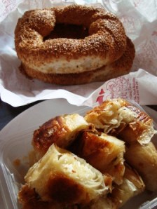 Cheese burek & sesame simit, Istanbul.